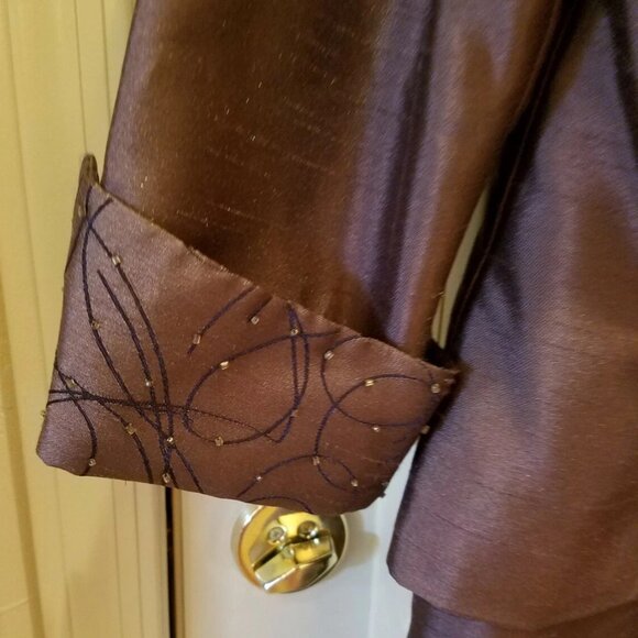 16 Petite Jessica Howard Evenings Beaded Brown 2 Piece Dress with Jacket, NWOT. - Picture 3 of 7